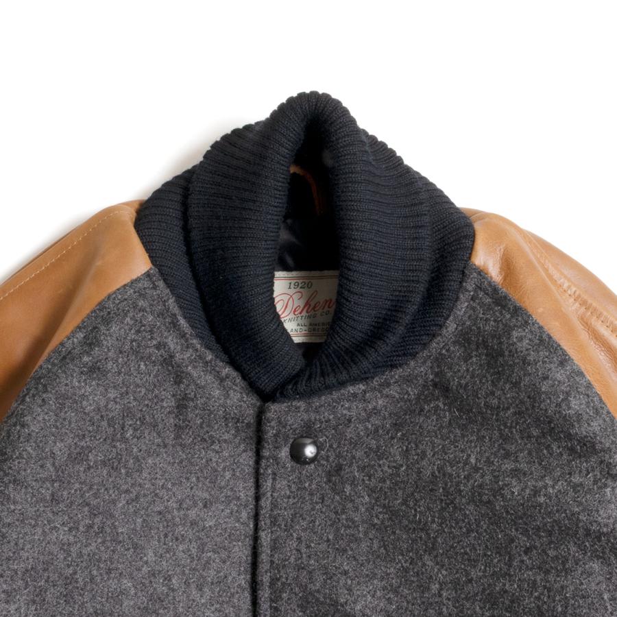 【セール20%OFF】 DEHEN ディーエン Raglan Varsity Jacket ラグランスリーブ バーシティ ジャケット Granite Antique Rust Leatherの画像