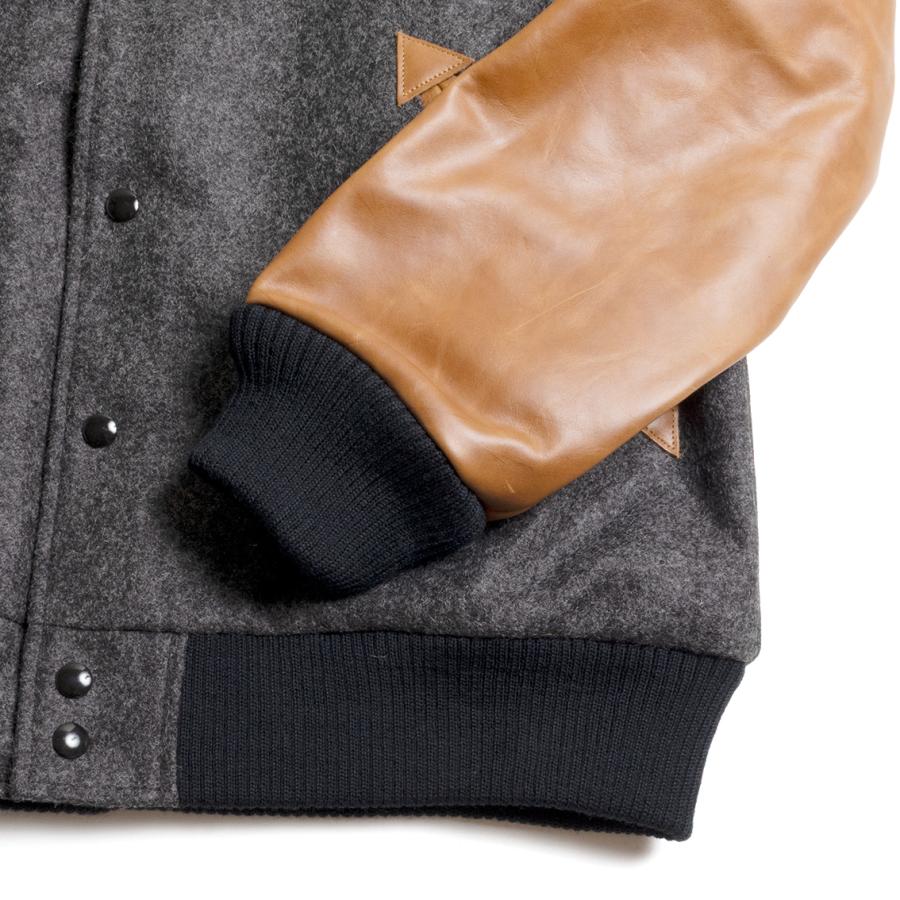 【セール20%OFF】 DEHEN ディーエン Raglan Varsity Jacket ラグランスリーブ バーシティ ジャケット Granite Antique Rust Leatherの画像