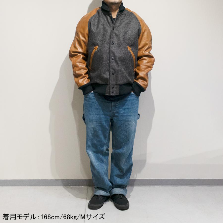 【セール20%OFF】 DEHEN ディーエン Raglan Varsity Jacket ラグランスリーブ バーシティ ジャケット Granite Antique Rust Leatherの画像
