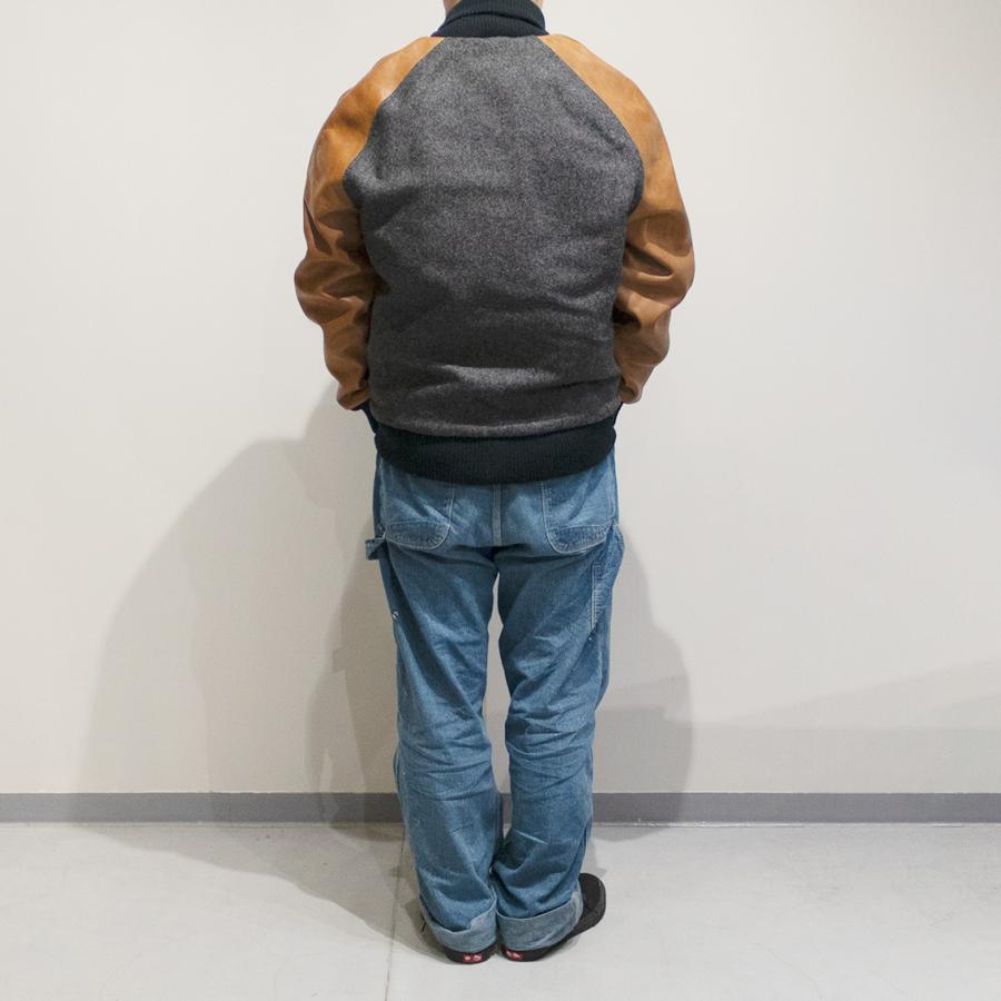 【セール20%OFF】 DEHEN ディーエン Raglan Varsity Jacket ラグランスリーブ バーシティ ジャケット Granite Antique Rust Leatherの画像