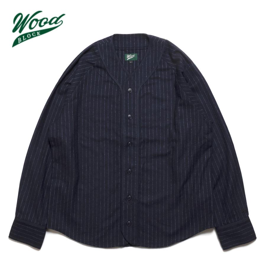WOODBLOCK ウッドブロック WOOL STRIPE BASEBALL SHIRT ベースボール