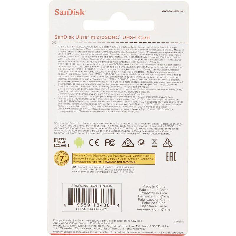 SanDisk Ultra 32GB 100MB/s UHS-I Class 10 MicroSDHC Card SDSQUNR-032G-｜haru-online｜04