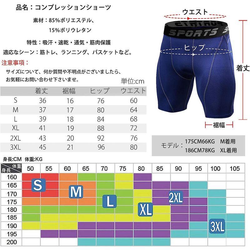 スポーツ ショーツ メンズ パワーストレッチ ショート アンダーパンツ コンプレッション タイツ UVカット + 吸汗速乾 yc1054ネイ｜haru-online｜05