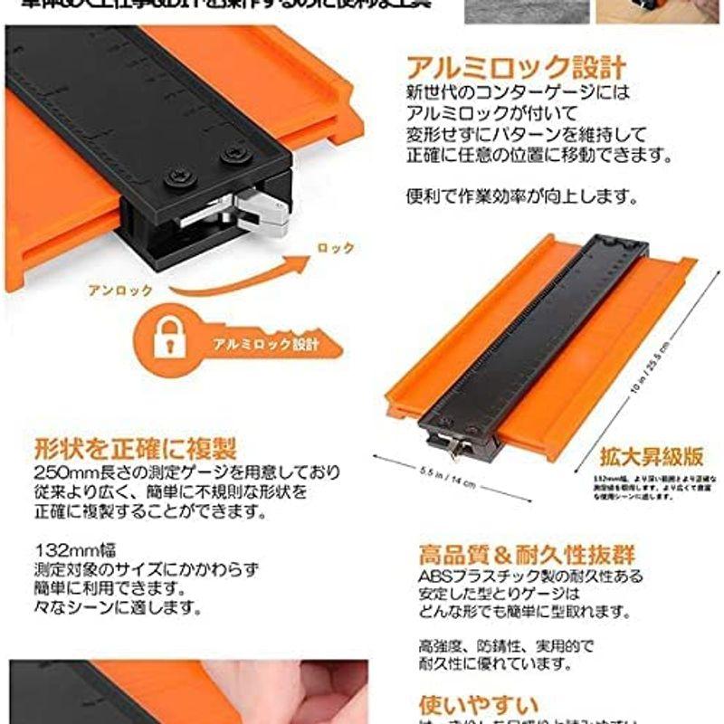 ロック付き型取りゲージ コンターゲージ セルフロック付き 高精度 曲線定規 輪郭コピー DIY 測定工具 (5インチ)｜haru-online｜07