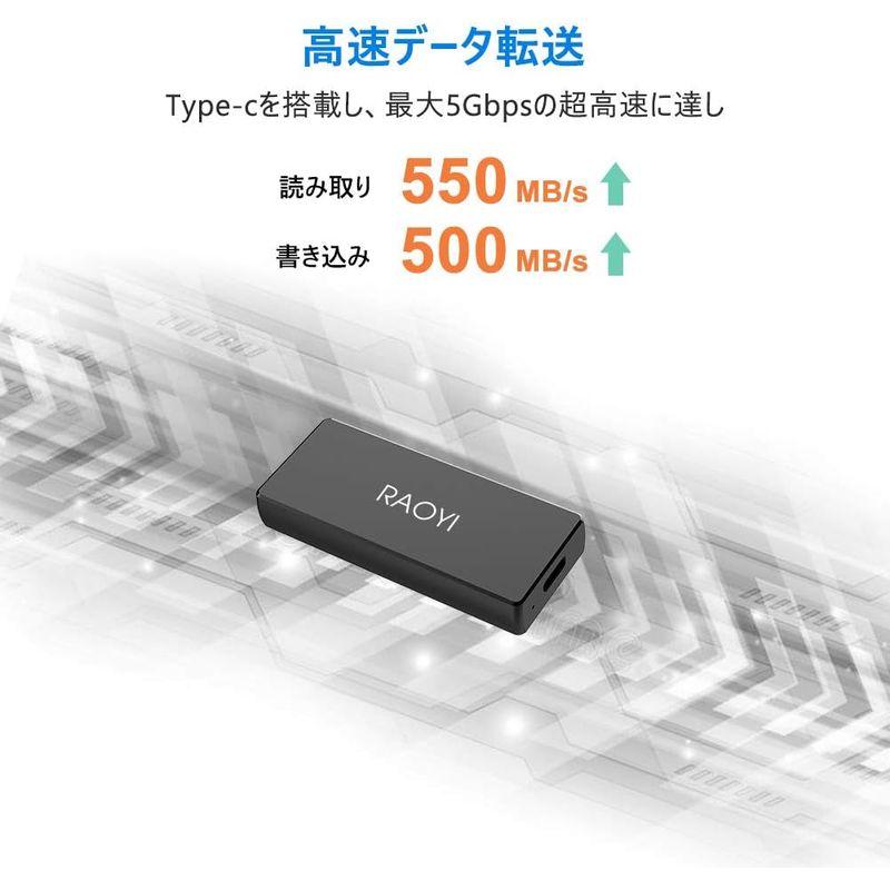 RAOYI 外付けSSD 500GB USB3.1 Gen2 ミニSSD ポータブルSSD 転送速度550MB/秒(最大) Type-Cに対｜haru-online｜07