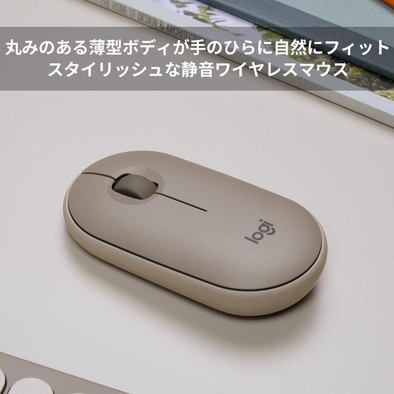 ロジクール ワイヤレスマウス 無線 マウス Pebble M350GY 薄型 静音 グレージュ USB Bluetooth ワイヤレス 左右｜haru-online｜03