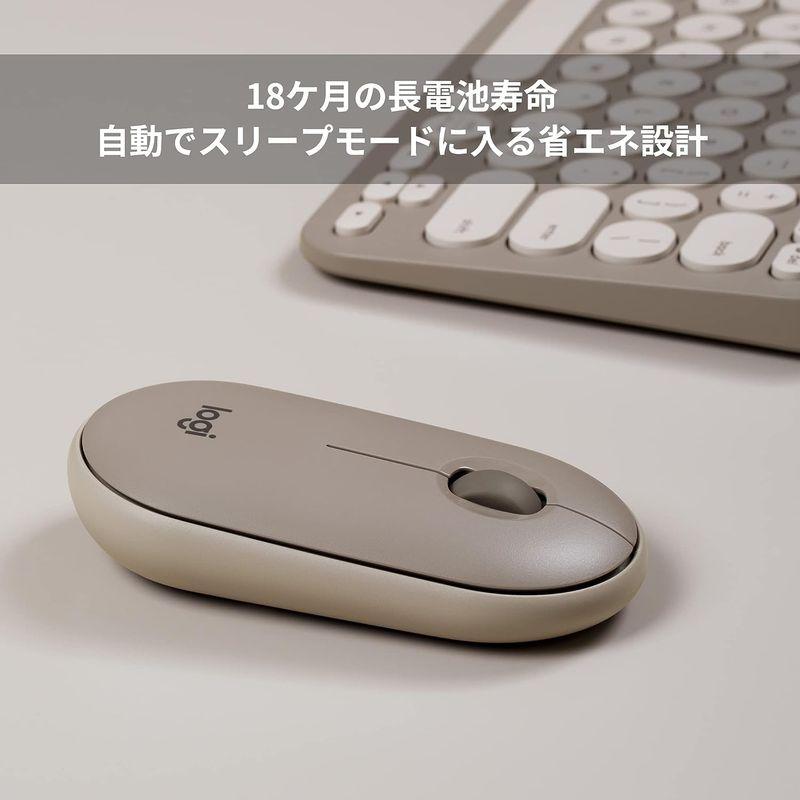 ロジクール ワイヤレスマウス 無線 マウス Pebble M350GY 薄型 静音 グレージュ USB Bluetooth ワイヤレス 左右｜haru-online｜04