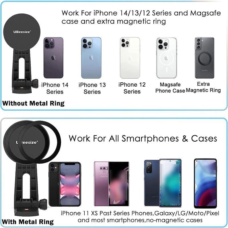 UBeesize スマホクリップ 三脚ホルダー マグネット三脚ホルダー 超強磁力 360度回転 iPhone 14/13/12シリーズ専用マ｜haru-online｜04