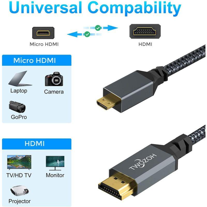 Twozoh Micro HDMI to HDMI ケーブル 10M (HDMI マイクロタイプDオス - HDMI タイプAオス) 720｜haru-online｜10