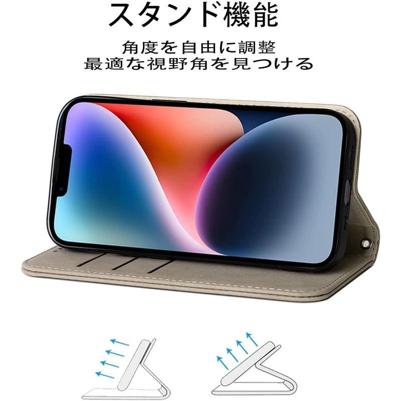 NanHou iPhone 14/13 ケース 手帳型 つや消し レザー スタイル質感 カバー 手帳型 耐衝撃 保護カバー 内蔵マグネット｜haru-online｜02