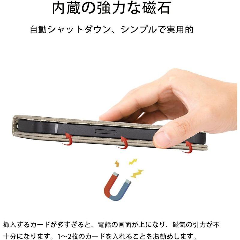 NanHou iPhone 14/13 ケース 手帳型 つや消し レザー スタイル質感 カバー 手帳型 耐衝撃 保護カバー 内蔵マグネット｜haru-online｜05