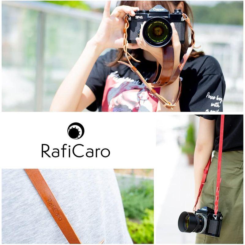 ラフィカロ イタリアンレザー 本革 カメラストラップ サイズ調整可能 一眼レフ ミラーレス メンズ レディース ブラック｜haru-online｜02