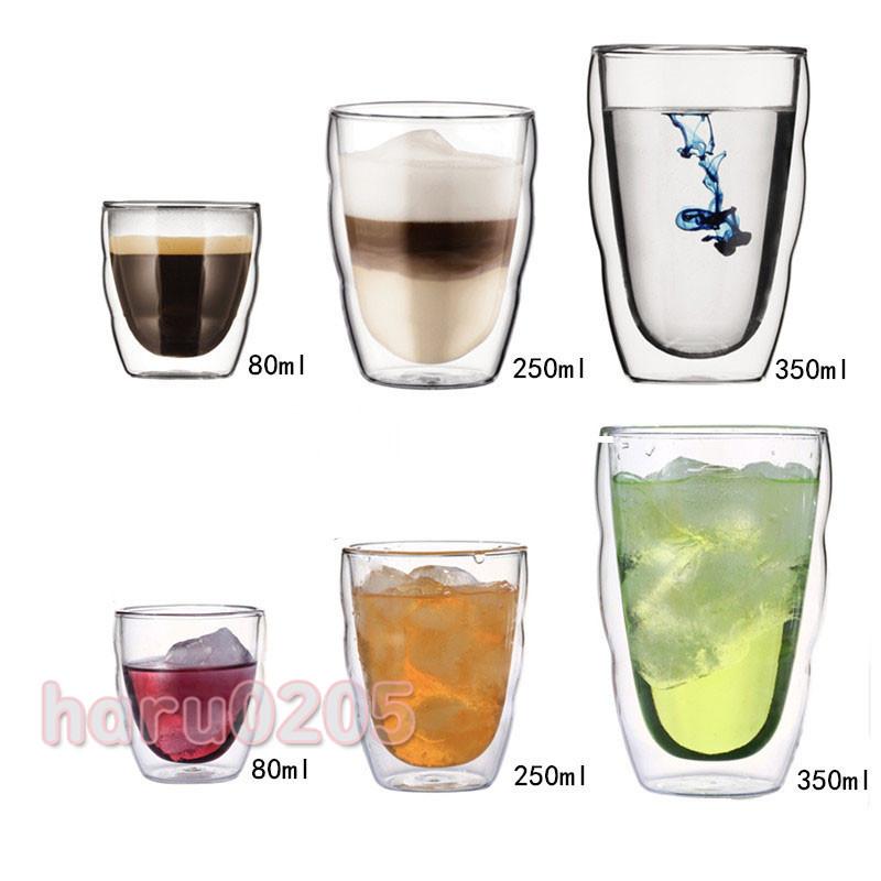 二重構造 ガラス カップ 2点セット 保冷 熱くない 耐熱ガラス 二重ガラス コップ ダブルウォール グラス マグカップ クマ プレゼント