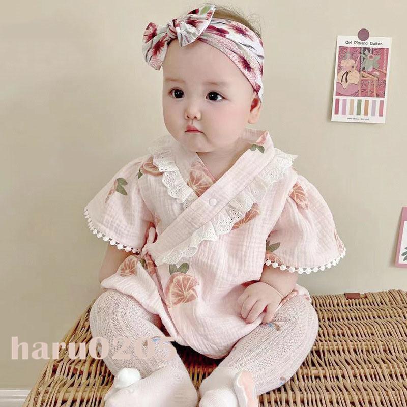 ベビー服 夏 ロンパース 綿 コットン 100 ガーゼ 新生児 赤ちゃん キッズ服 女の子 子供服 お出かけ 誕生日 満月 百日 結婚式 半袖 韓国 子供服 通園 Baby 晴 通販 Yahoo ショッピング