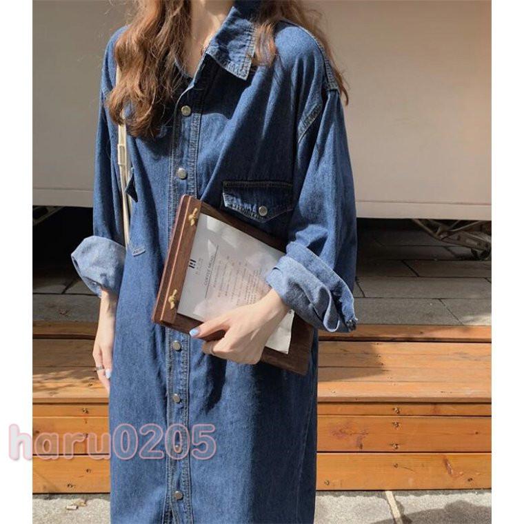 デニムワンピース シャツワンピース 秋 レディース 洋服 ジーンズ ロング丈 ワンピース デニムシャツ ジーンズ レディース 前開き お出かけ ロングデニム 割引発見