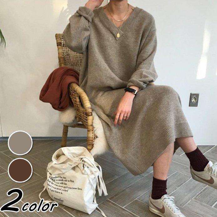 ファッション 人気色 ニットワンピース レディース 40代 秋冬 長袖ワンピース Vネックニットロング丈スカートゆったり 厚手 無地セーターワンピ ゆったり 韓国風 オシャレ 5rgv0fgq4q Tritop Com Br