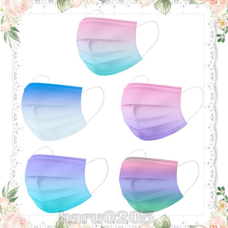 マスク 50枚 不織布 可愛い グラデーション 虹 3層構造 使い捨て 通学 通勤 マスク Mask 晴 通販 Yahoo ショッピング