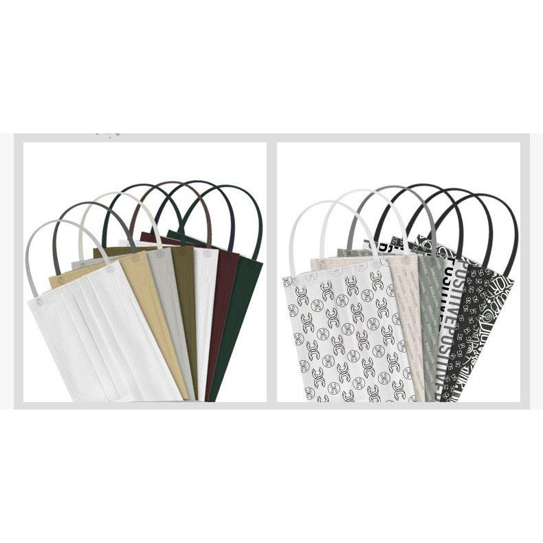 マスク 不織布 大人用 色ゴム 通勤 ビジネス 無地 4層構造 平ゴム 花柄 使い捨て ウィルス対策 通学 メンズ レディース アースカラー マスク 血色マスク 魅了