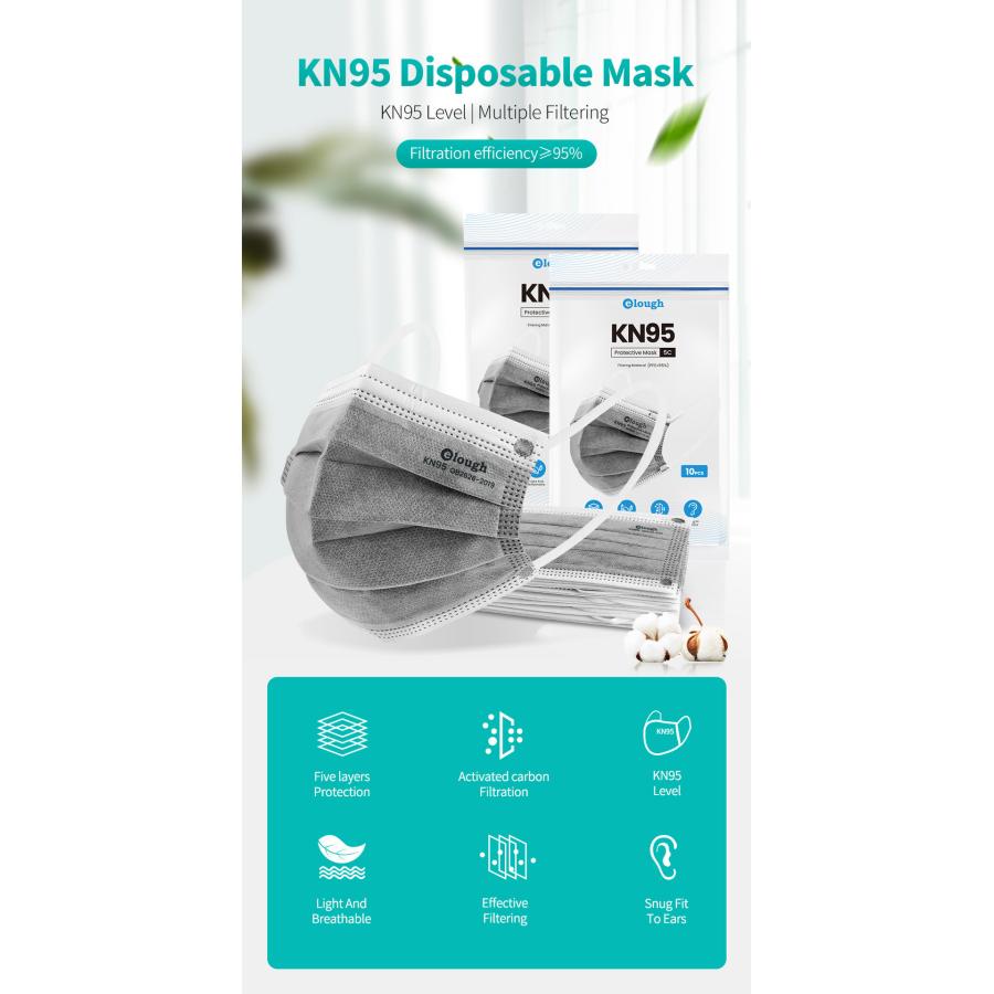 マスク 活性炭マスク 5層構造 KN95 防臭マスク グレー プリーツマスク 使い捨てマスク 平ゴムタイプ 灰色 20枚入り グレー 通勤 マスク｜haru0205｜07