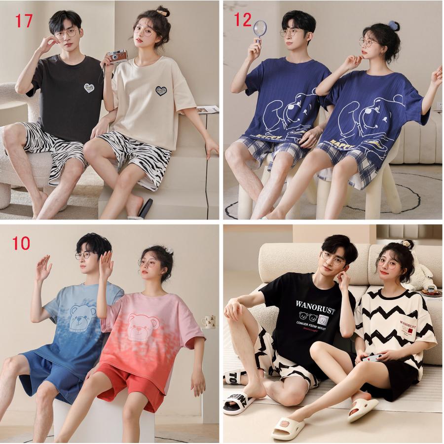 パジャマ 夏 レディース メンズ ペアルック 半袖 ルームウェア 綿 カップル 恋人 お揃い 可愛い 部屋着 上下セット ペアパジャマ ギフト 寝巻き 部屋着 Ql0609 01 晴 通販 Yahoo ショッピング