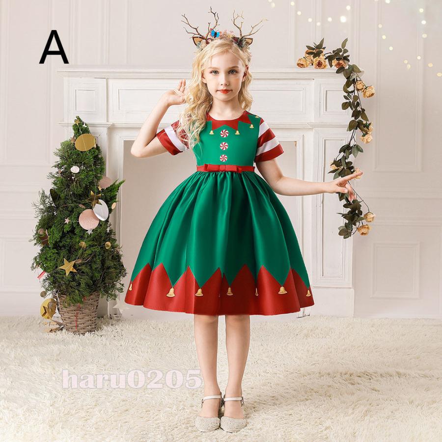 クリスマス 衣装 女の子 ワンピース クリスマスツリー サンタクロース 子供 コスチューム コスプレ 雪 トナカイ 孫 キッズ ギフト テレビ パーティー 演出服 別倉庫からの配送