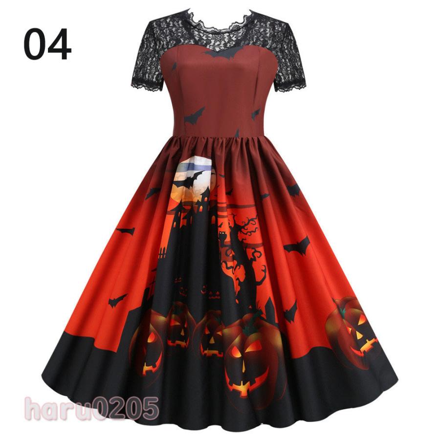 ハロウィン ワンピース レディース 変装 仮装 レース コスチューム Halloween コスプレ 万聖節 イベント 保証 文化祭 カボチャ 大人 魔法 パーティー 演出服