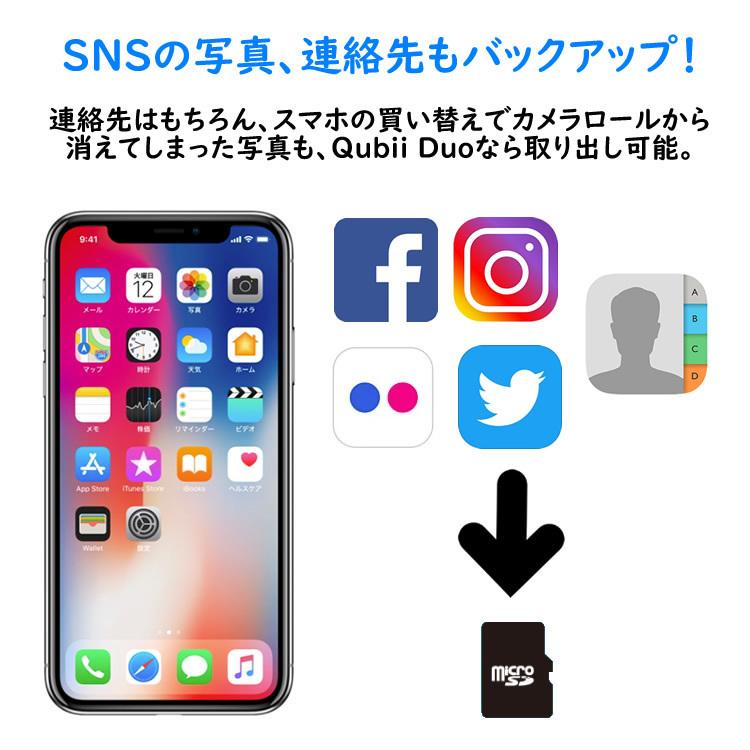 【Qubii Duo＋SanDisk microSDカード256GB セット】キュービーデュオ Apple iPhone Android MFi認証 データ転送 動画 連絡先 音楽 Qubii Duo｜haruco-sky｜09