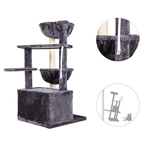 ヘイブラザー39.37インチキャットツリーラグジュアリーコンドー%キャットタワー2 Cozyバスケット%カーキ%マルチプラットフォームジャンプ%カーキ%スモーキ ヘイブラザー39 37インチキャットツリーラグジュアリーコンドー%キャットタワー2