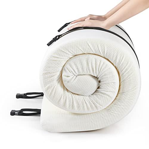 ジャムドクベッド用マットレストッパー、ロールアップキャンピングマットレス、携帯用折りたたみ式スリープマット、ナローツイン高密度ベンチレーテッド