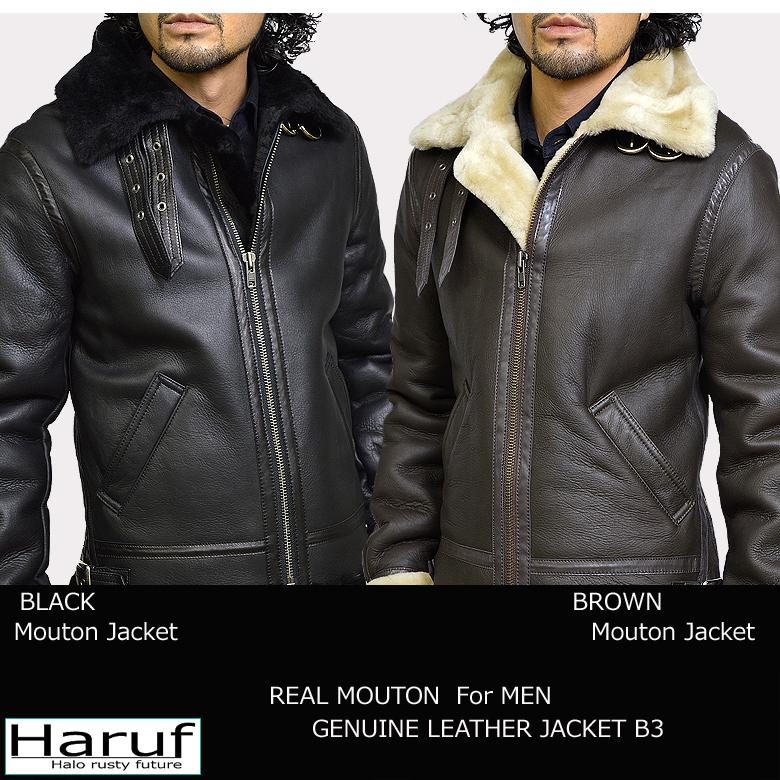 Haruf ムートンジャケット レザージャケット B3 メンズ 本革 革 Haruf ムートンジャケット レザージャケット B3 メンズ 本革 革