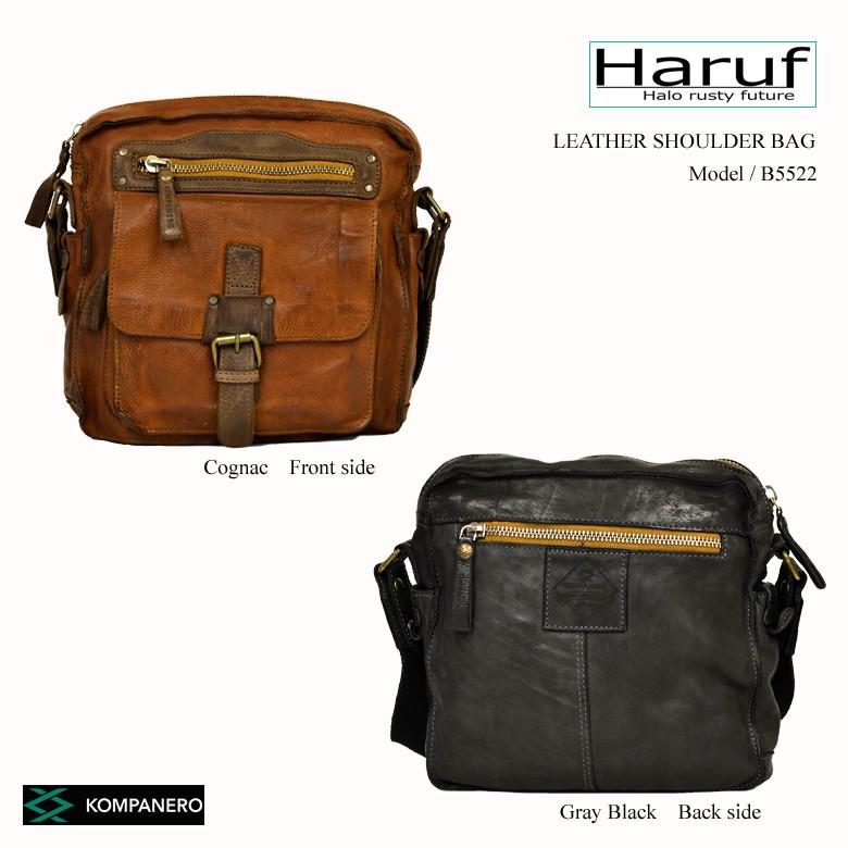 ブラウン　バッグ Haruf レザーショルダーバッグ メンズ 本革 斜めがけバッグ 革