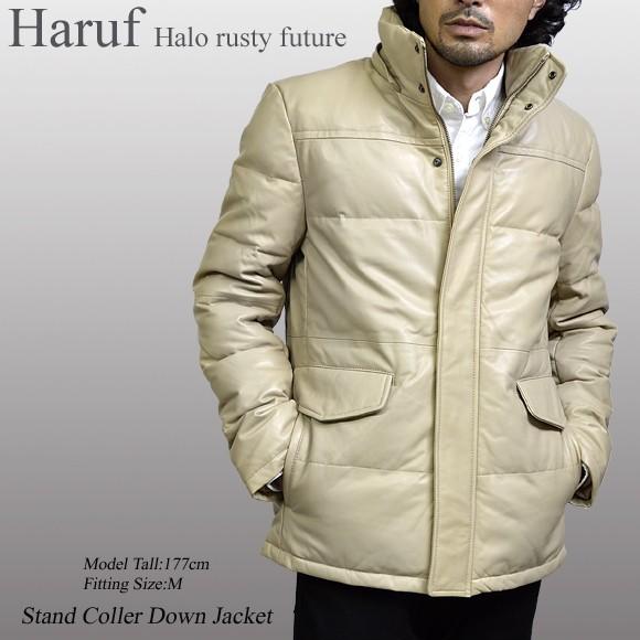 Haruf レザーダウンジャケット ダウンコート メンズ 本革 革 Haruf レザーダウンジャケット ダウンコート メンズ 本革 革