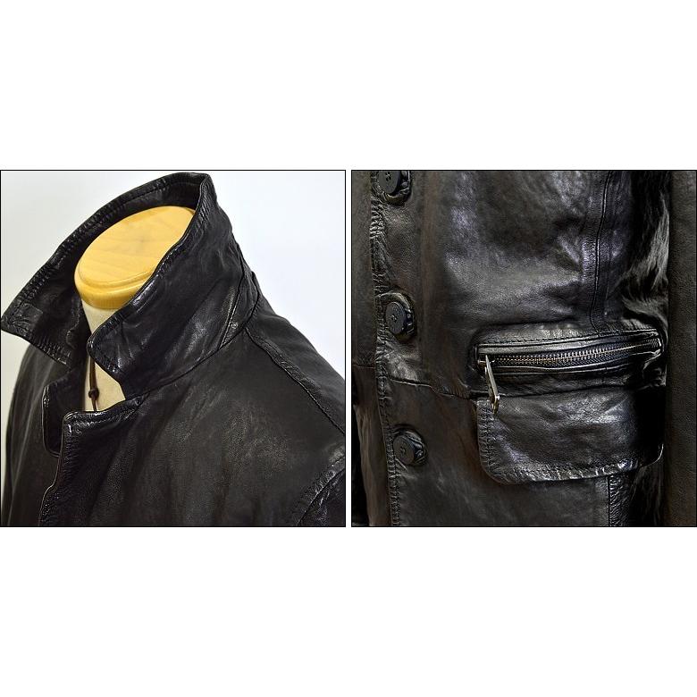 メンズ革コート　ショートシングルコート　鹿革　イタリア革 Haruf（ハルフ） レザーコート メンズ 本革 レザージャケット 革ジャン
