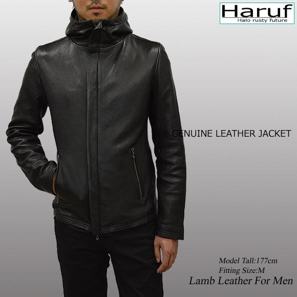 Hanuf ブラック レザージャケット Haruf（ハルフ） レザージャケット ライダースジャケット メンズ 本革
