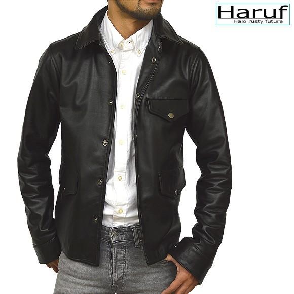 レザージャケット ライダースジャケット 革ジャン メンズ 本革 レザーカバーオール 皮ジャン 革ジャケット ボタン シンプル おしゃれ ブランド メンズアウター Kpcv01 Haruf Leather 通販 Yahoo ショッピング