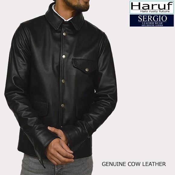 レザージャケット ライダースジャケット 革ジャン メンズ 本革 レザーカバーオール 皮ジャン 革ジャケット ボタン シンプル おしゃれ ブランド メンズアウター Kpcv01 Haruf Leather 通販 Yahoo ショッピング