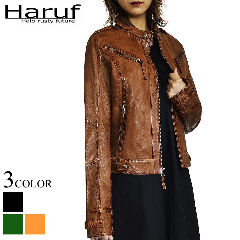Haruf（ハルフ） 本革 革ジャン レザージャケット シングルライダース 