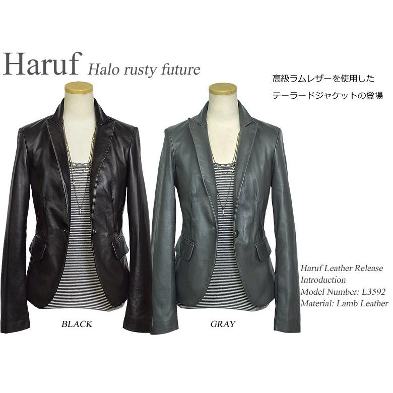 Haruf（ハルフ） テーラードジャケット レザージャケット レディース