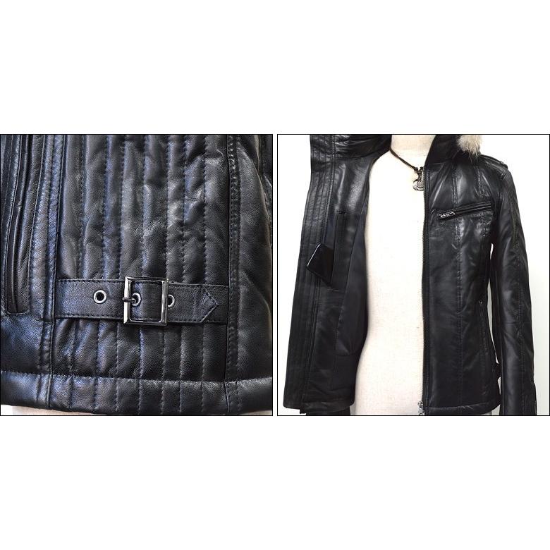 【希少】ハルフ ラムレザー ダウンジャケット ラクーンファー 2way Mサイズ Haruf（ハルフ） 革ジャン レザージャケット メンズ 本革 レザーダウン