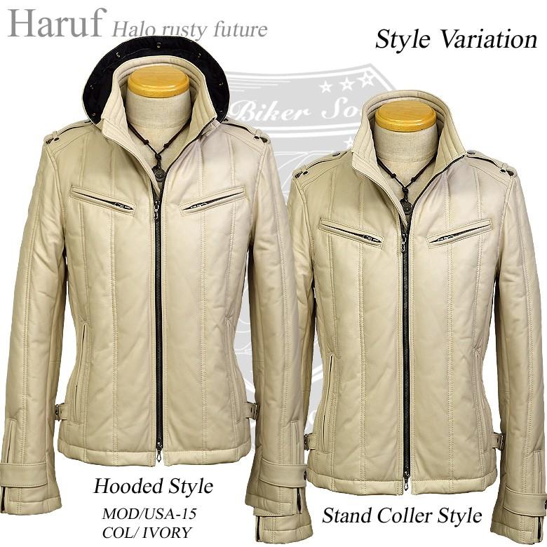 Haruf（ハルフ） 革ジャン レザージャケット メンズ 本革 レザーダウン