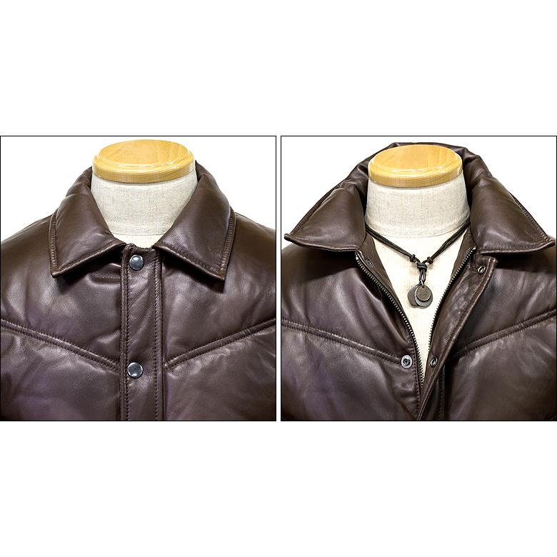 ハルフのライダースダウンジャケット Haruf（ハルフ） レザージャケット レザーダウンジャケット メンズ 本