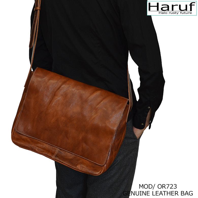 レザーショルダーバッグ 斜めがけバッグ メンズ レディース 本革 フラップ付き レザー ショルダー バッグ 革バッグ 鞄 ブランド a4 OR723  : or723wkyf : Haruf Leather - 通販 - Yahoo!ショッピング