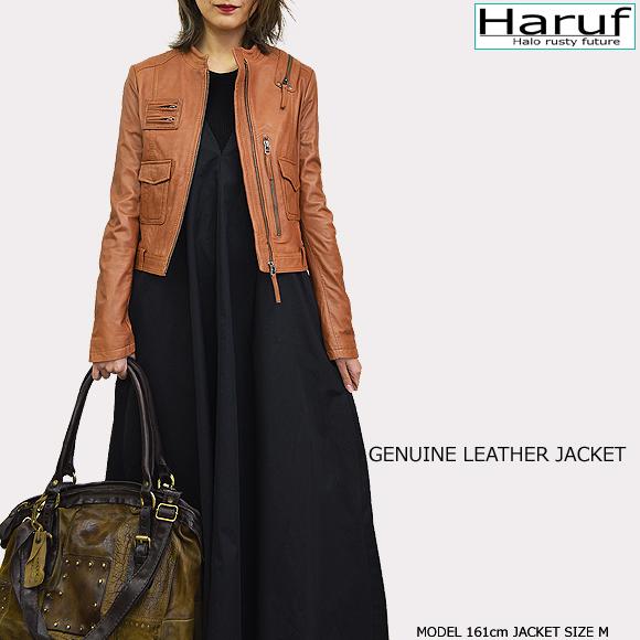 Haruf（ハルフ） 本革 シングルライダースジャケット レザージャケット