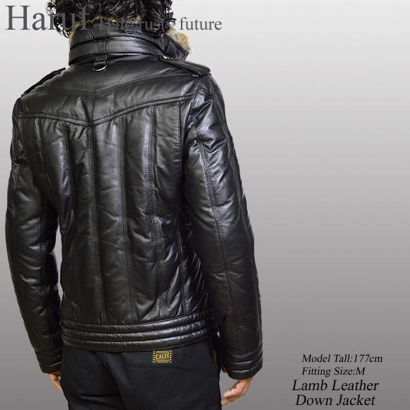 Haruf（ハルフ） レザーダウンジャケット メンズ 本革 革ジャン レザー