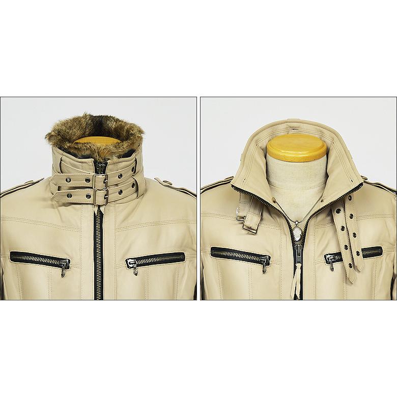 Haruf 本革 レザーダウンジャケット メンズ 革ジャン レザー