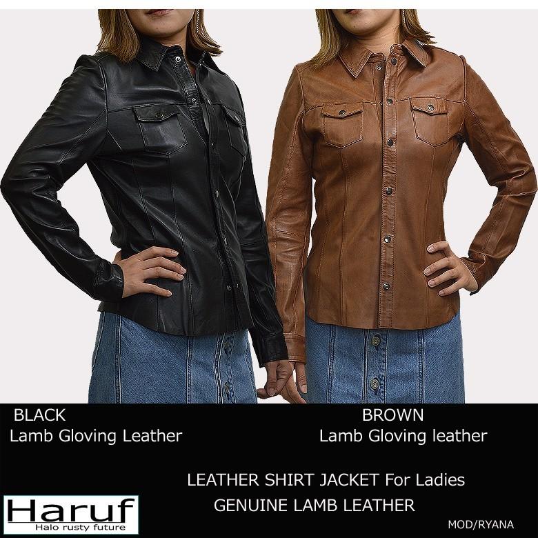 Haruf レザージャケット レディース 本革 ラムレザー シャツジャケット ブラック 軽い ブランド 革シャツ 羊革 大人 30代 40代 50代 秋冬 Ryanabk Haruf Leather 通販 Yahoo ショッピング