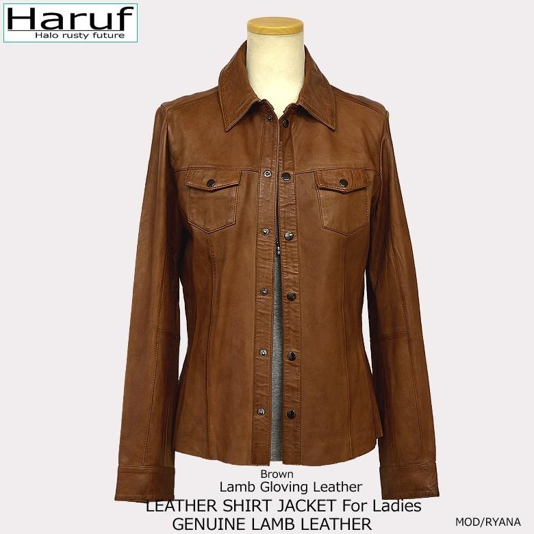 Haruf レザージャケット レディース 本革 ラムレザー シャツジャケット ブラウン 軽い ブランド 革シャツ 羊革 大人 30代 40代 50代 秋冬 Ryanabr Haruf Leather 通販 Yahoo ショッピング