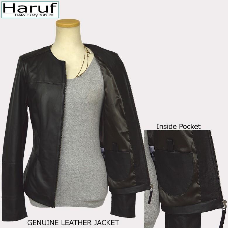 レザージャケット レディース 本革 革ジャン ノーカラー シングルライダースジャケット ラムレザー シンプル おしゃれ ブランド 30代 40代 50代 秋冬 Tqp1721bk Haruf Leather 通販 Yahoo ショッピング