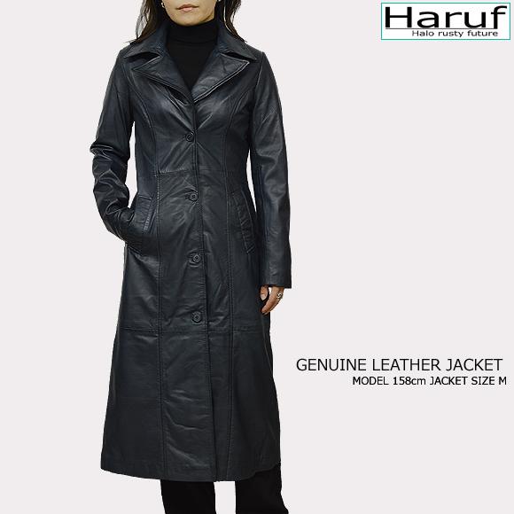 Haruf（ハルフ） レザーコート チェスターコート ロング レディース 本
