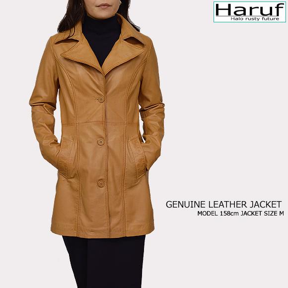 Haruf（ハルフ） レザーコート レディース 本革 ラムレザー チェスター